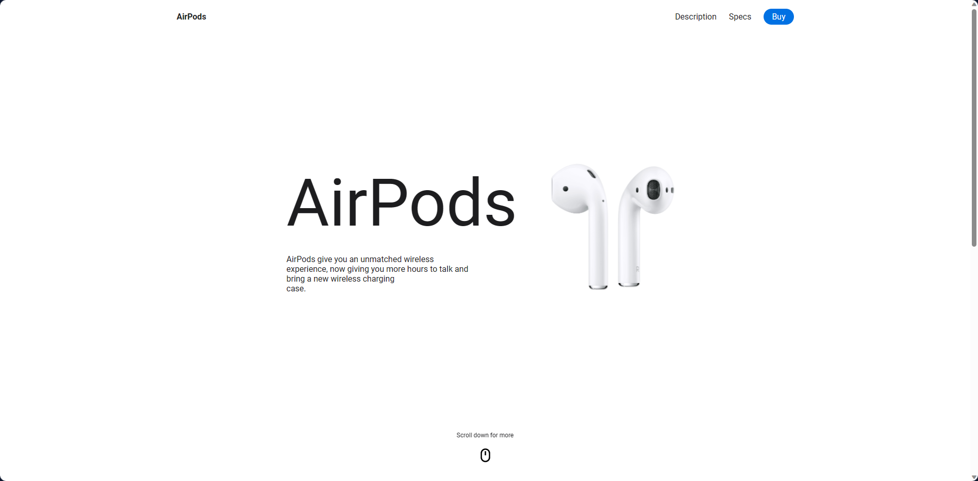 Screenshot of Airpods Landing Page project